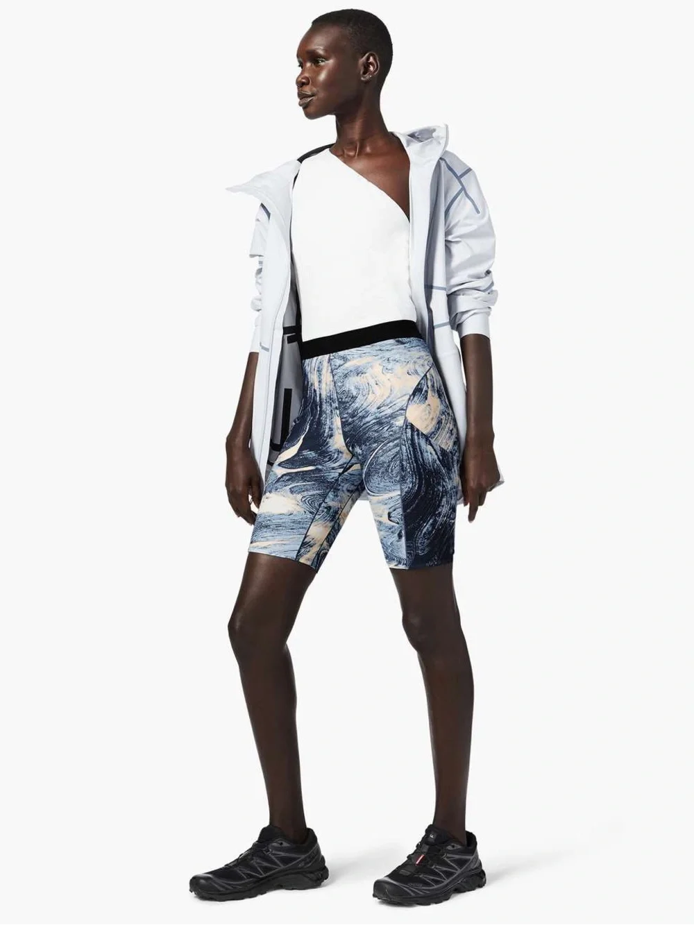 LULULEMON LAB Esker Bike Short BPBD SZ 4 Lava Print Blue Denim Multi
